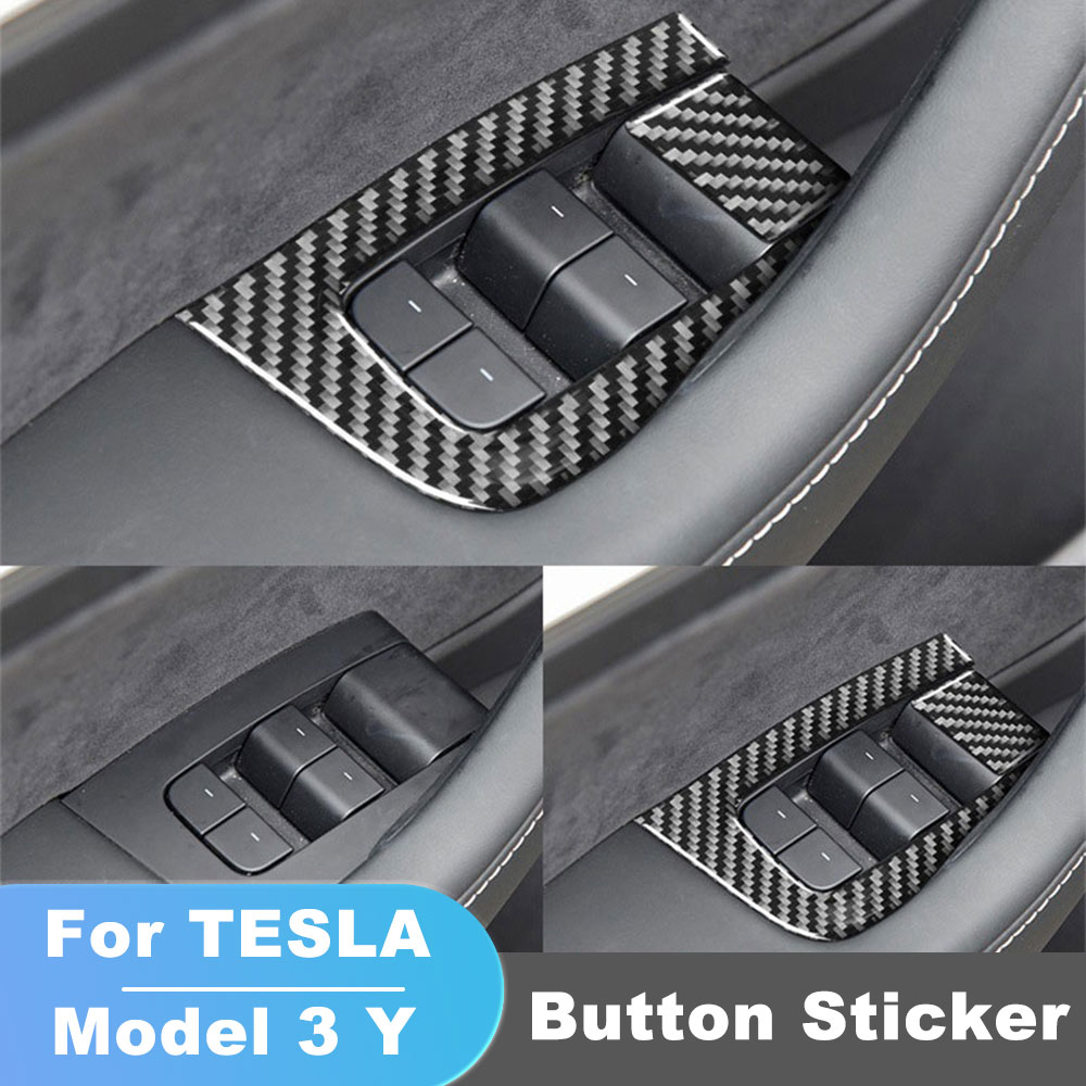 Interior Design Mood Board - Auto-Fensterbedienfeld-Knopf-Dekoraufkleber für Tesla Model 3 Model