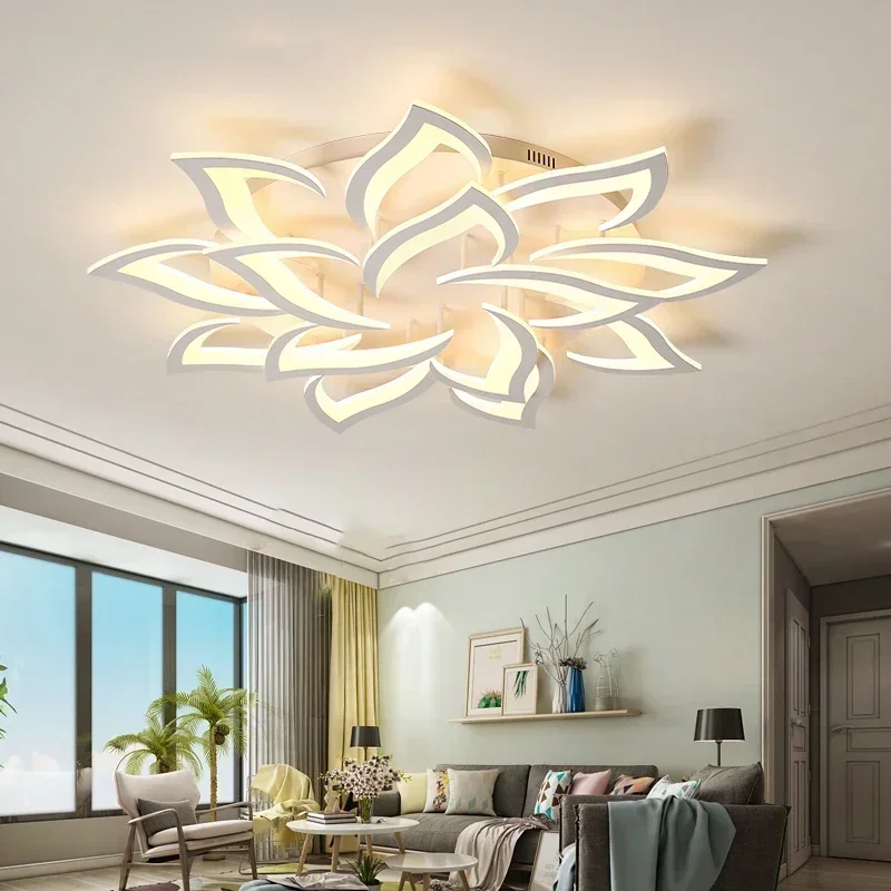 Interior Design Living Room And Kitchen - Designer LED Blütenblatt Kronleuchter Wohnzimmer Schlafzimmer