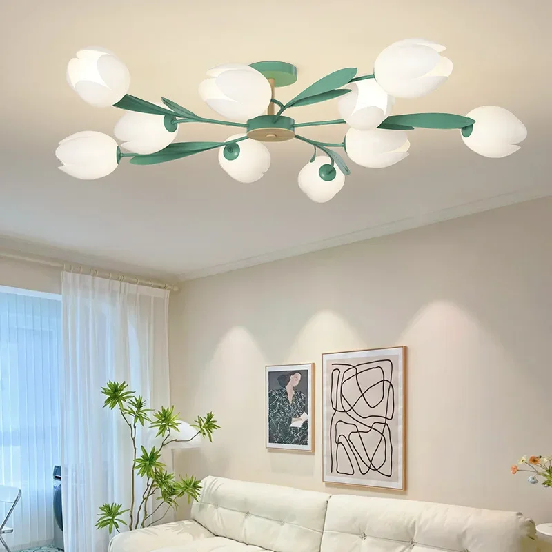 Interior Design Living Room And Kitchen - Kronleuchter mit Blumendesign, moderne Schlafzimmer-LED-Deckenleuchten für