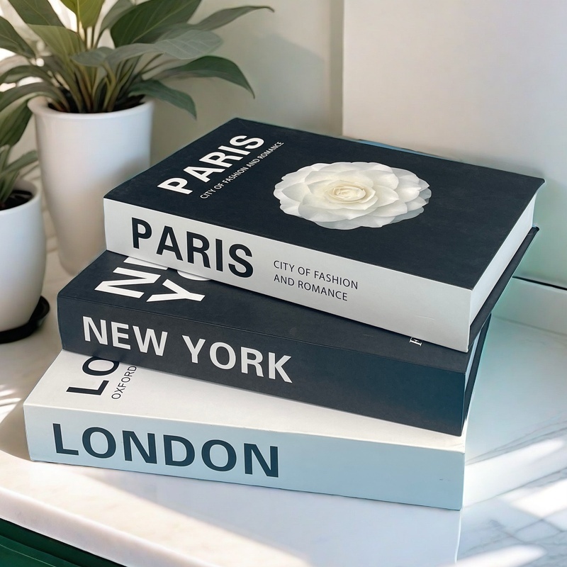 Interior Design New York - Luxuriöse gefälschte Buch-Aufbewahrungsbox, Paris, London, New